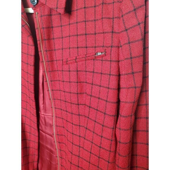 Lauren Ralph Lauren Window Pane Plaid Academia Red Wool Blazer Full Zip Jacket - Picture 7 of 11